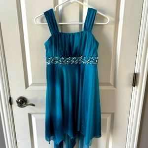 Super Fun Girls Size 12 Sleeveless Blue Dress with Sequins